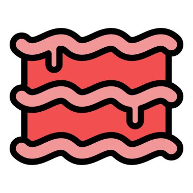 Soğan lazanya ikonu ana hatlı vektör. İtalyan yemeği. Makarna besin rengi