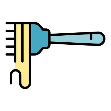 İtalyan makarna ikonu ana hat vektörü. Yemek spagettisi. Erişte makarna rengi düz