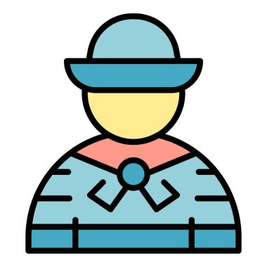 Gondolcu adam ikon ana hat vektörü. Gondol teknesi. Venedik italyan rengi düz