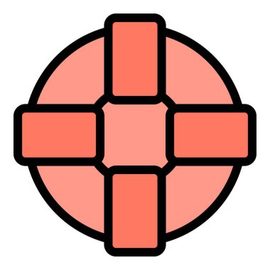 Deniz cankurtaran ikonu ana hatları vektörü. Kurtarma yüzüğü. Güvenli yaşam şamandırası rengi