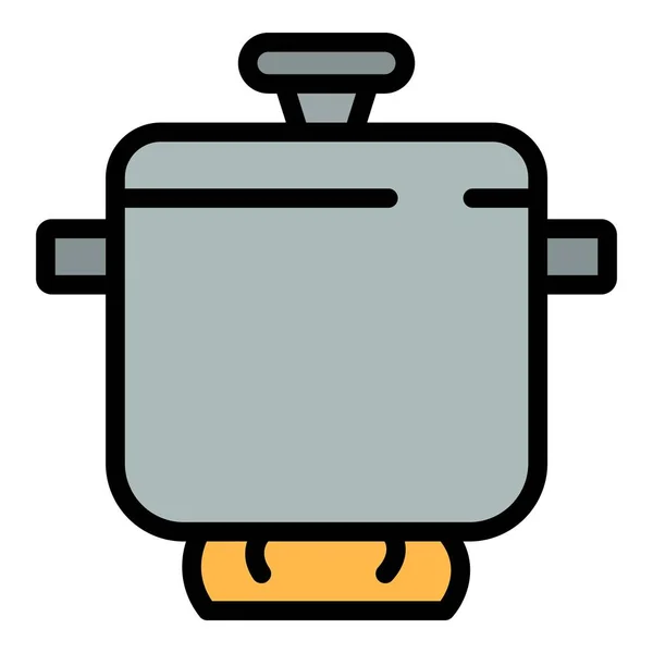 Γαλλική Κατσαρόλα Εικονίδιο Περίγραμμα Διάνυσμα Σεφ Κουζίνας Πιάτα Μαγειρικά Σκεύη — Διανυσματικό Αρχείο