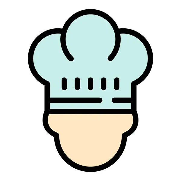 Γάλλος Σεφ Εικονίδιο Διάνυσμα Περίγραμμα Καπέλο Μαγειρικής Εστιατόριο Καπάκι Χρώμα — Διανυσματικό Αρχείο