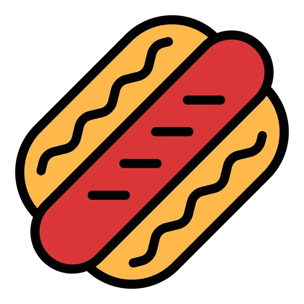 Hot Dog Icône Contour Vecteur Bouffe Hot Dog Couleur Pain — Image vectorielle