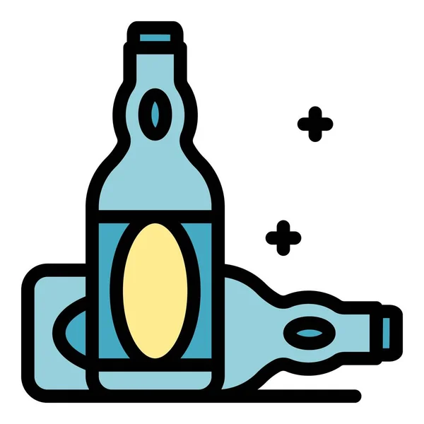 Icône Bouteille Bière Allemande Contour Vecteur Verre Main Alcool Houblon — Image vectorielle