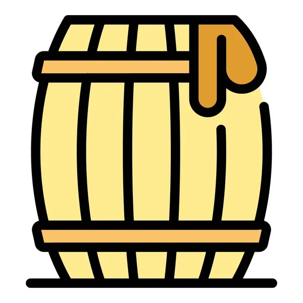 Wood Barrel Icon Outline Vector Wooden Whiskey Beer Oak Color — Stock Vector