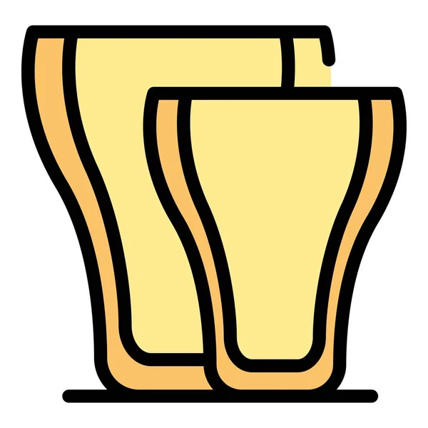 空啤酒杯图标勾勒病媒 品脱杯子 酒杯颜色扁平 — 图库矢量图片
