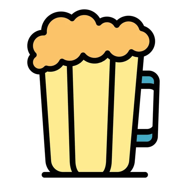Mousse Bière Tasse Icône Contour Vecteur Une Pinte Verre Bar — Image vectorielle