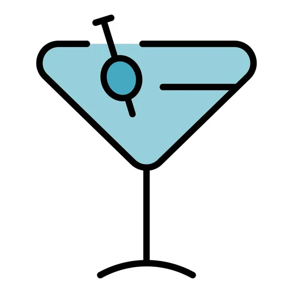 威尼斯鸡尾酒图标勾勒矢量 狂欢节香槟 派对酒色扁平 — 图库矢量图片