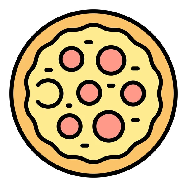 Italská Pizza Ikona Obrys Vektor Čerstvý Italský Sýr Cook Pizzerie — Stockový vektor