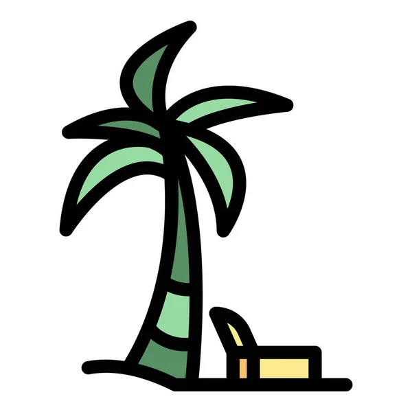 Umrissvektor Mit Strandpalmen Symbol Sommer Kokosnussbaum Tropische Blatt Palme Farbe — Stockvektor