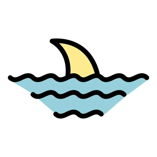 Sea Shark Icon Outline Vector Bite Fin Wave Water Ocean — Stock Vector