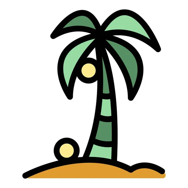 Umrissvektor Mit Dem Symbol Der Kokospalme Sommerpalme Strand Tropische Insel — Stockvektor