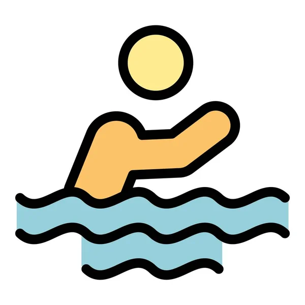 Ikone Des Menschenschwimmens Umreißt Vektor Schwimmbadschwimmer Meer Mann Schwimmen Farbe — Stockvektor