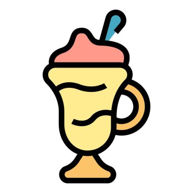Gelato cam ikon ana hat vektörü. Yaz dondurması. Meyve dondurması rengi düz