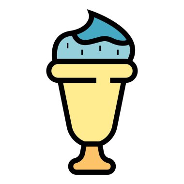 Wafer gelato ikon ana hatları vektörü. - Dondurma. Tatlı dondurma rengi düz