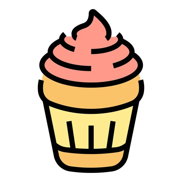 Gelato Icon Outline Vektor Eis Eisbecher Dessert Farbe Flach — Stockvektor
