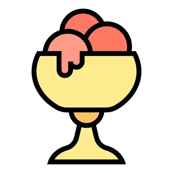 Вектор Контура Иконки Мороженого Мороженое Летний Десерт — стоковый вектор