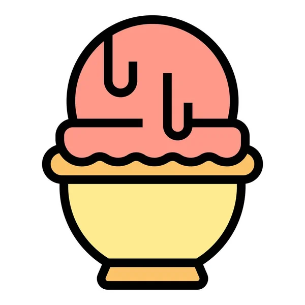 ジェラートデザートアイコンアウトラインベクトル アイスクリームだ 寒い夏の食べ物の色フラット — ストックベクタ