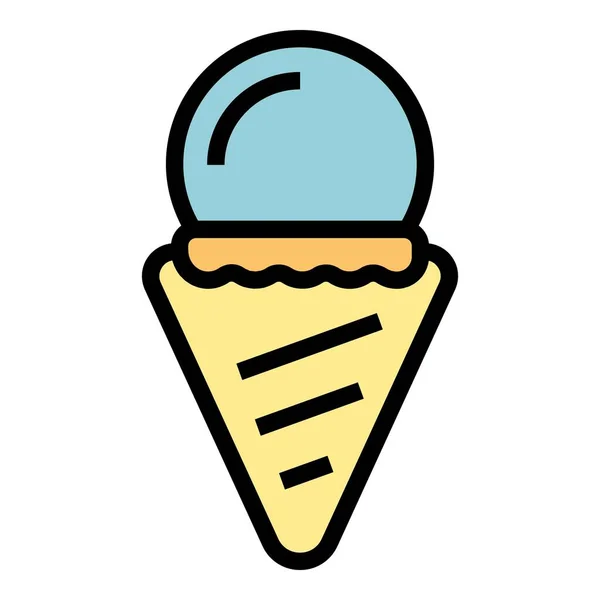 Gelato Cone Icon Outline Vector Ice Cream Chocolate Dessert Color — Stock Vector