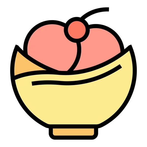 Φρούτα Gelato Εικονίδιο Διάνυσμα Περίγραμμα Γλυκό Παγωτό Καλοκαίρι Παγωτό Χρώμα — Διανυσματικό Αρχείο