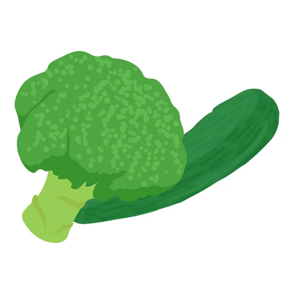 Ikona Surowego Pokarmu Wektor Izometryczny Zielone Świeże Brokuły Pobliżu Ikony — Wektor stockowy