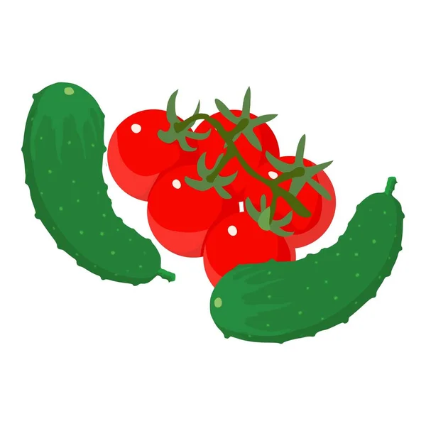 Ikon Makanan Organik Adalah Vektor Isometrik Cabang Tomat Ceri Matang - Stok Vektor