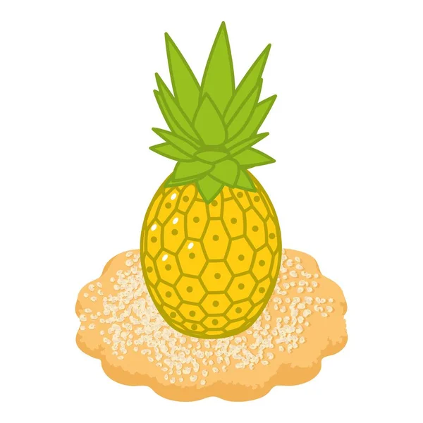 菠萝甜点图标等量向量 芝麻饼干接近成熟的新鲜菠萝 食物概念 — 图库矢量图片