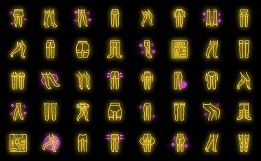 Külotlu çorap simgeleri ana hatları belirler. Kadın modası. Siyah üzerine seksi model neon rengi