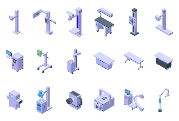 Иконки Рентгеновской Машины Устанавливают Изометрический Вектор Медицинское Устройство Номер Цифровой — стоковый вектор