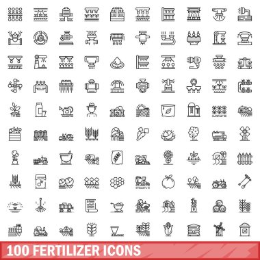 100 gübre ikonu hazır. Beyaz arkaplanda izole edilmiş 100 gübre ikonu vektörünün taslağı