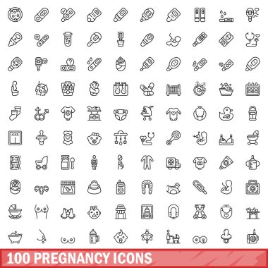 100 hamilelik ikonu hazır. Beyaz arkaplanda izole edilmiş 100 hamilelik ikonu vektörünün taslağı