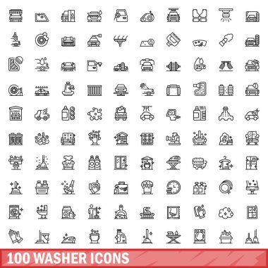 100 yıkama ikonu hazır. Beyaz arkaplanda izole edilmiş 100 yıkama simgesi vektörünün taslağı