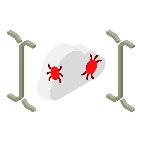 Icona Bug Cloud Vettore Isometrico Archiviazione Cloud Con Bug Software — Vettoriale Stock