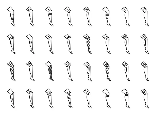 Stockings Ikonok Körvonalazódnak Lábgyógyász Pamutsebészet — Stock Vector