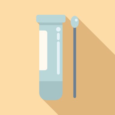 Test tüpü çubuğu simgesi düz vektör. Laboratuvar kan örneği. Pozitif test