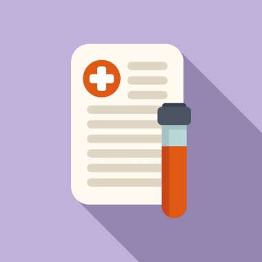 Test tübü veri simgesi düz vektörü. Tıbbi klinik laboratuvarı. Dijital test