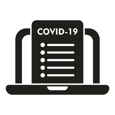 Covid çevrimiçi sonuç simgesi basit vektör. Pozitif test. Bilgisayar tıbbı