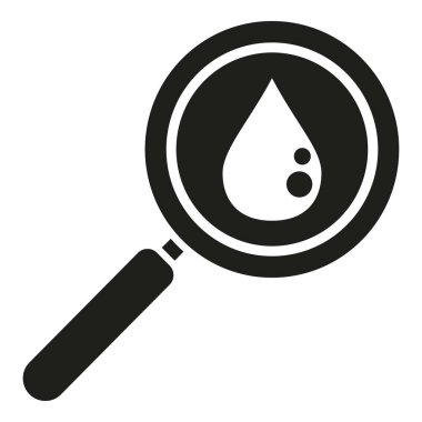 Kan damlası büyüteç simgesi basit bir vektör. Pozitif sonuç. Veri takımı