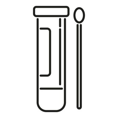 Test tüpü çubuğu simgesi ana hatları vektörü. Laboratuvar kan örneği. Pozitif test