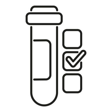 Onaylanmış test sonuç simgesi ana hatları vektörü. Tıp laboratuarı. Hastane örneği