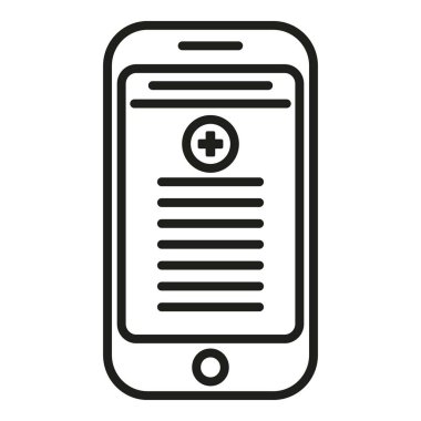 Mobil test sonuç simgesi ana hatları vektörü. Laboratuvar örneği. Klinik dijital