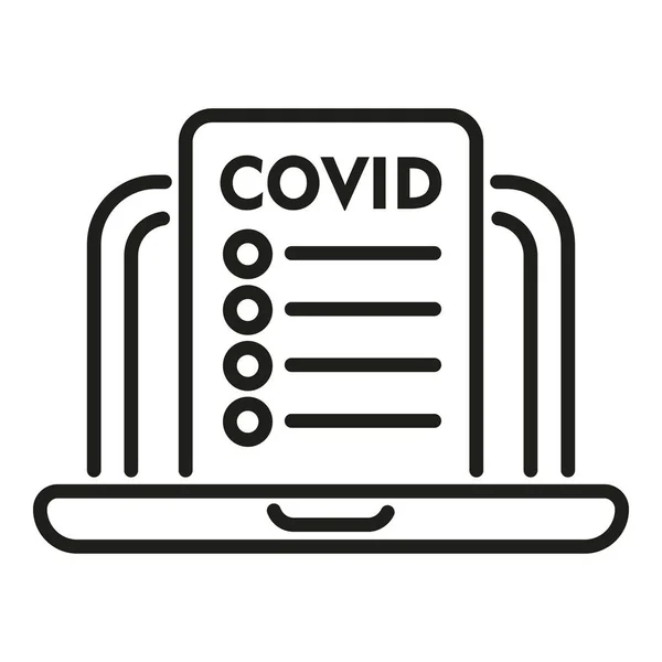 Covid Icône Résultat Ligne Contour Vecteur Test Positif Médecine Informatique — Image vectorielle