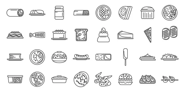 Αυστραλιανή Κουζίνα Εικονίδια Που Διάνυσμα Περίγραμμα Φρέσκο Κέικ Δείπνο Πιάτα — Διανυσματικό Αρχείο