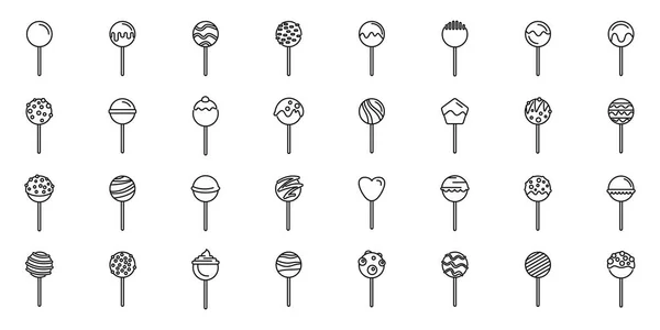 stock vector Cake pops icons set outline vector. Bar dessert. Cake bakery