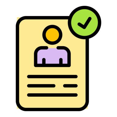 Kart simgesi ana hatları vektörü. İş kimliği. Düz kişi rengini geç