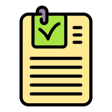 Pano simgesi ana hatları vektörü. Liste kontrolü. Tahta belge rengi düz