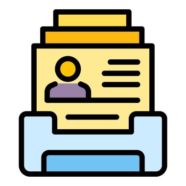 Ofis yazıcı ikonu ana hatları vektörü. Fotokopi kağıdı. Makine rengini kopyala