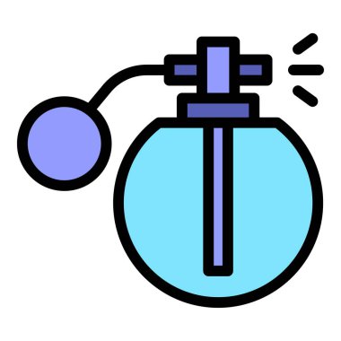 Retro parfüm şişesi ikonu. Beyaz arkaplan rengi üzerinde izole edilmiş web tasarımı için Retro parfüm kutusu vektör simgesi