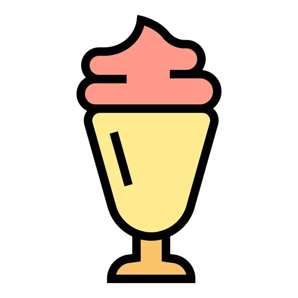 ジェラートショップアイコンアウトラインベクトル チョコレートジェラート 冷たいアイスクリームの色フラット — ストックベクタ