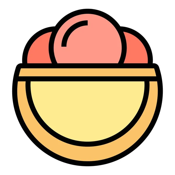 Bowl Gelato Icon Outline Vektor Vorhanden Gelatinesahne Sommer Eiscreme Farbe — Stockvektor